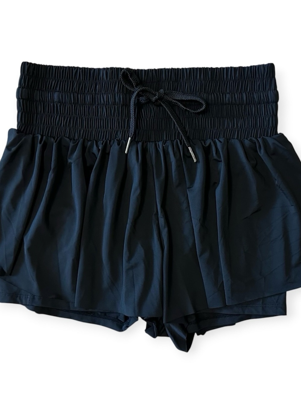 Women’s Black Active Butterfly Shorts w/Cinched Waist